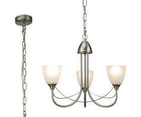D0042  Cooper Pendant/Semi Flush 3 Light Satin Nickel, Opal Glass